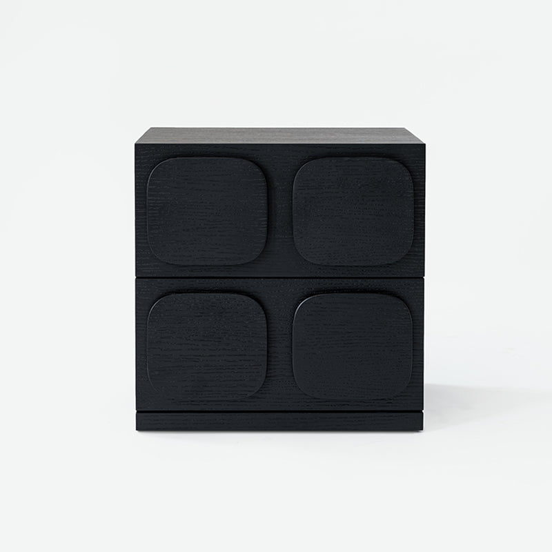 Versatile Minimal Nightstand - Deformation-Resistant Solid Wood Multi-Layer Board Bedside Table 2-Drawer For Bedroom