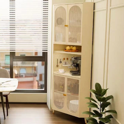 Contemporary Scandinavian Triangular Cold-Rolled Steel Tempered Glass Corner Cabinet 2-Cabinet 2-Tier For Living Room