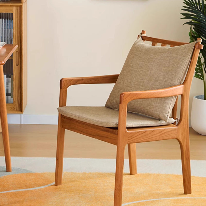 Contemporary Scandinavian Square Cherry Wood Solid Wood Polyester Cotton Linen Foam Sponge Dining Chair For Dining Room