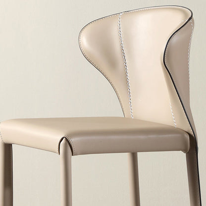 Modern Minimalist Square Carbon Steel Faux Saddle Leather Bar Stool Backrest Armless For Dining Room
