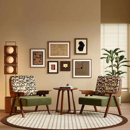 Traditional French Rectangular Velvet Solid Wood Accent Chair Backrest Armrest For Living Room