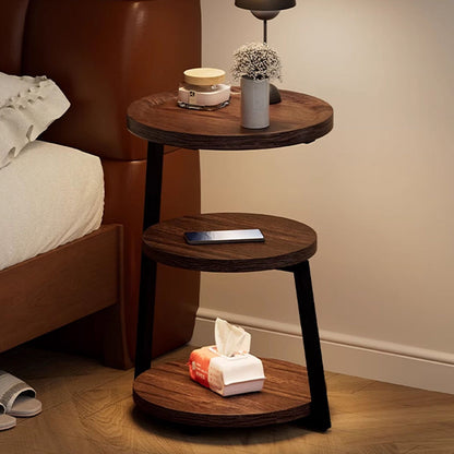 Modern Minimalist Round Cylindrical Medium Density Fiberboard Iron Side Table 3-Tier For Living Room