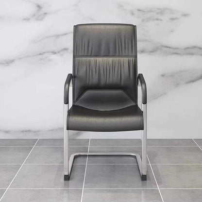 Modern Minimalist Rectangular Faux Leather Steel Desk Chair Backrest Armrest For Home Office