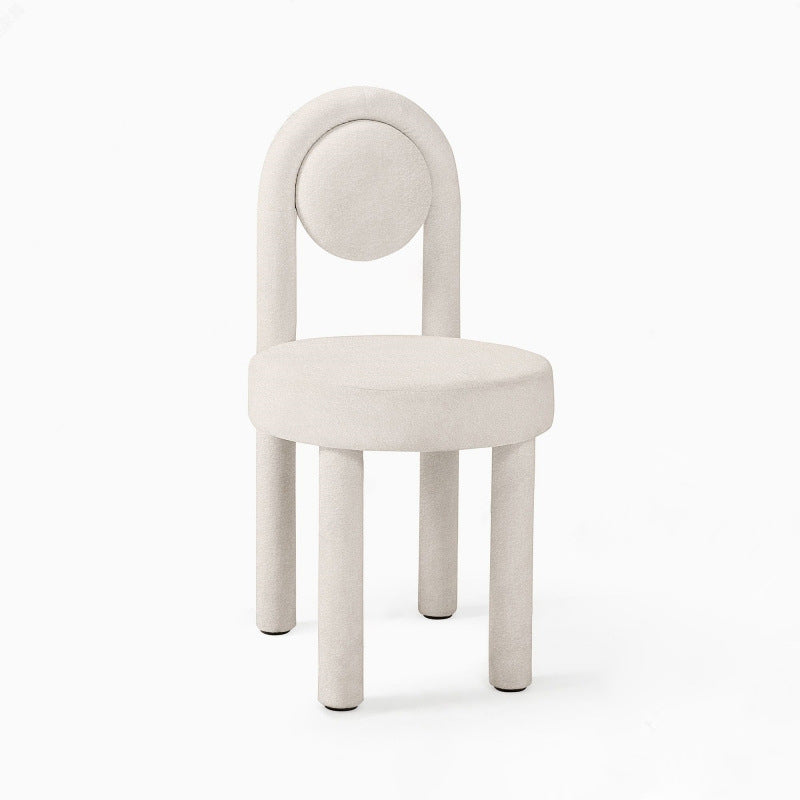 Modern Minimalist Round Velvet Iron Vanity Stool Backrest Armless For Bedroom