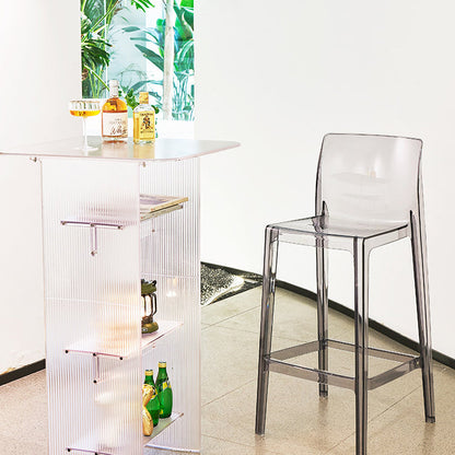 Modern Minimalist PC Rectangular Bar Stool Backrest Armless For Kitchen
