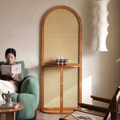 Traditional Chinese Rectangular Rubberwood Solid Wood Plastic Room Divider With Storage Shelf 2/4-Tier For Living Room