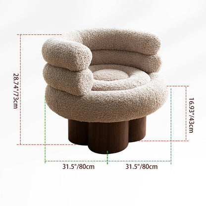 Traditional French Curved Sherpa Fabric Solid Wood Iron Vanity Stool Backrest Armless For Bedroom