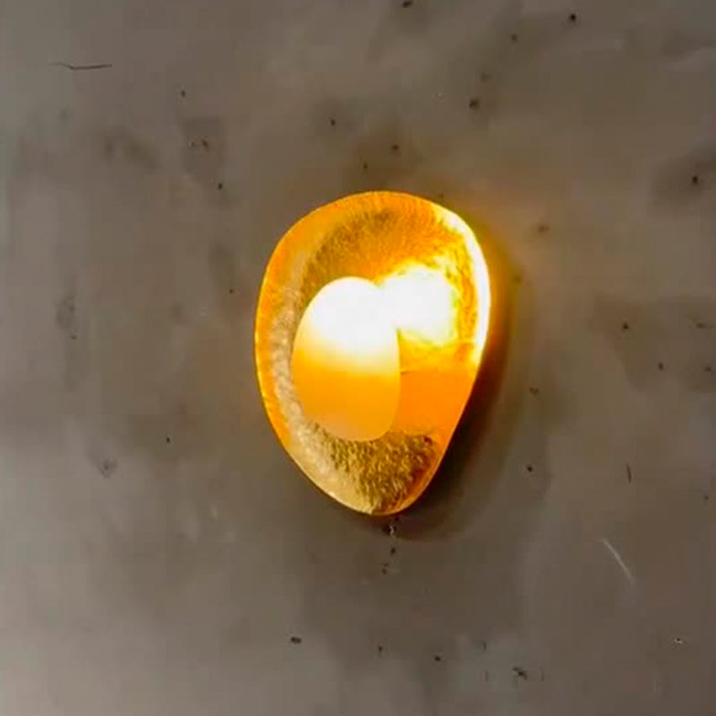 Traditional Vintage Round Copper Marble LED Wall Sconce Lamp for Bedroom