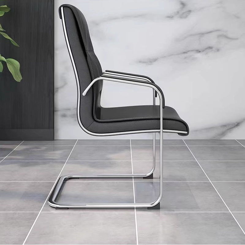 Modern Minimalist Rectangular Faux Leather Steel Desk Chair Backrest Armrest For Home Office