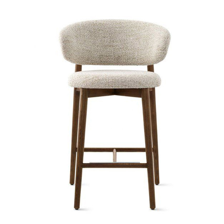 Modern Minimalist Ash Wood Fabric Rectangular Bar Stool Backrest Footrest For Kitchen