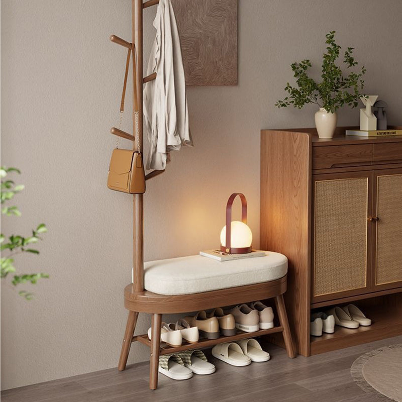 Modern Minimalist Giraffe-Shaped Solid Wood Teddy Plush Sponge Footstool For Entryway