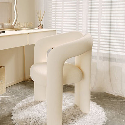 Contemporary Creative Curved Velvet Iron Vanity Stool Backrest Armless For Bedroom