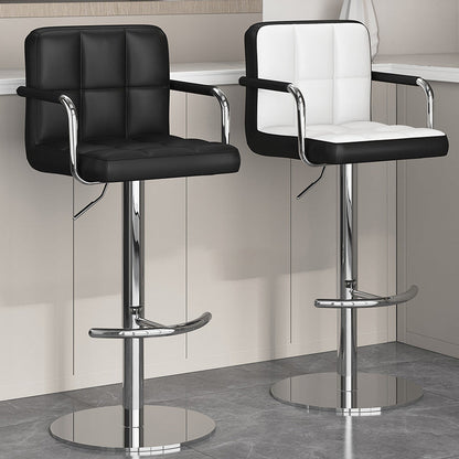Modern Minimalist Rectangular PU Leather Latex Iron Bar Stool Backrest Armrest For Dining Room