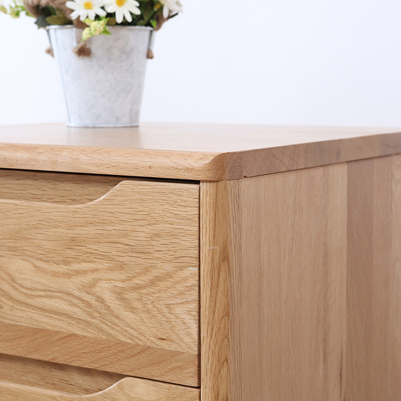 Contemporary Scandinavian Square Oak Solid Wood Paulownia Wood Nightstand 2-Drawer For Bedroom