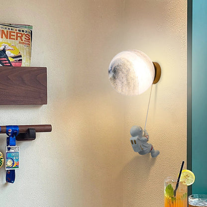 Modern Minimalist Spherical Round Resin Glass 1-Light Wall Scone Lamp For Bedroom