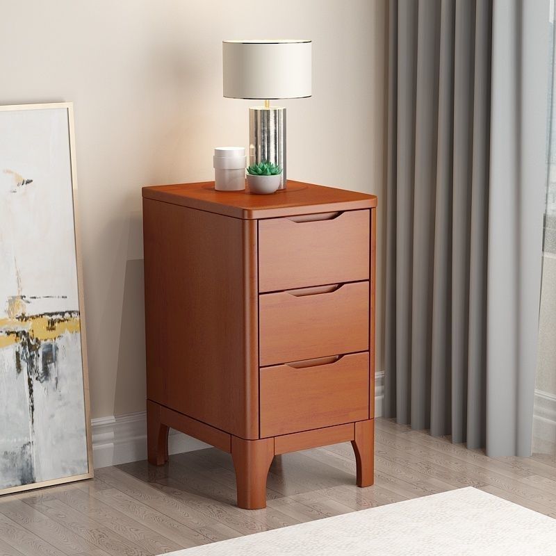 Contemporary Nordic Rectangular Solid Wood Plywood Storage Cabinet 2-Drawer For Bedroom