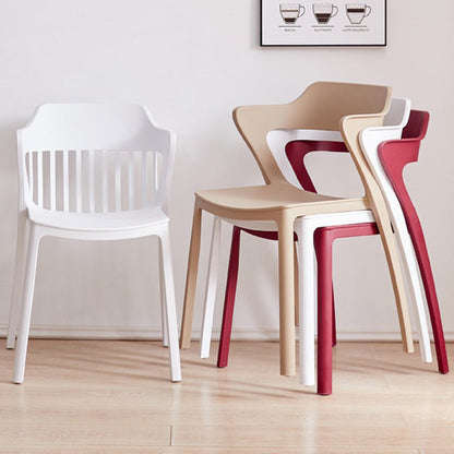 Modern Minimalist Openwork Rectangular PVC Dining Chair Backrest Armless For Dining Room