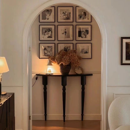Traditional French Half-Circle Pine Wood Console Table For Entryways
