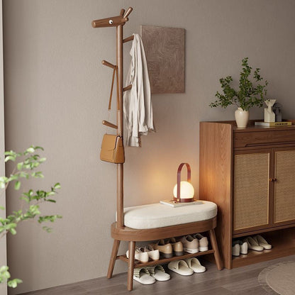 Modern Minimalist Giraffe-Shaped Solid Wood Teddy Plush Sponge Footstool For Entryway