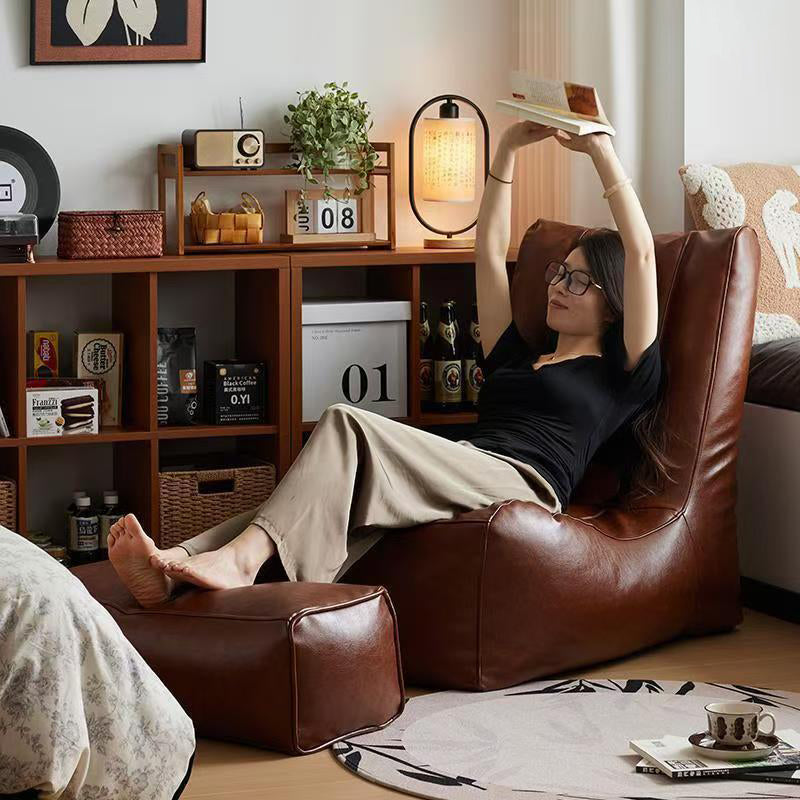 Traditional Vintage Rectangular PU Leather EPS Backrest Footrest Sofa For Living Room