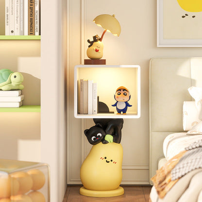 Contemporary Creative Kids MDF Resin Pear Square Shape Nightstand 2-Tier For Living Room & Bedroom