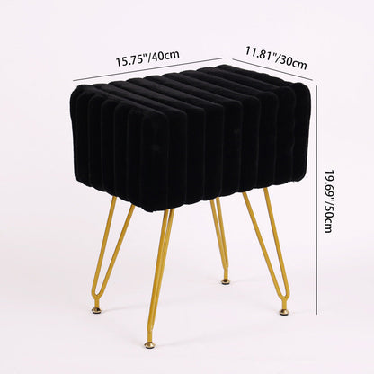 Contemporary Scandinavian Square Faux Rabbit Fur Medium Density Fiberboard Steel Organizer Vanity Stool For Bedroom