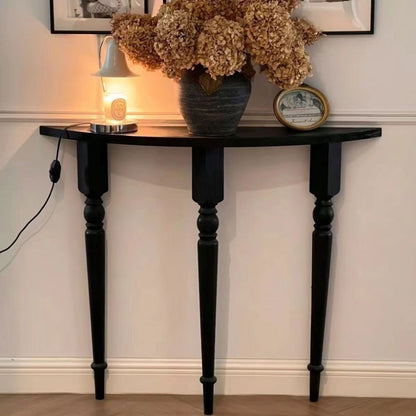 Traditional French Half-Circle Pine Wood Console Table For Entryways