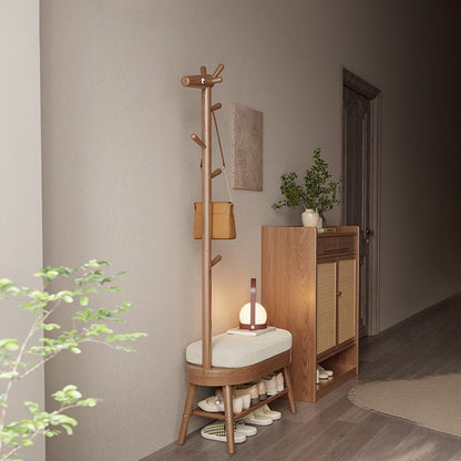 Modern Minimalist Giraffe-Shaped Solid Wood Teddy Plush Sponge Footstool For Entryway