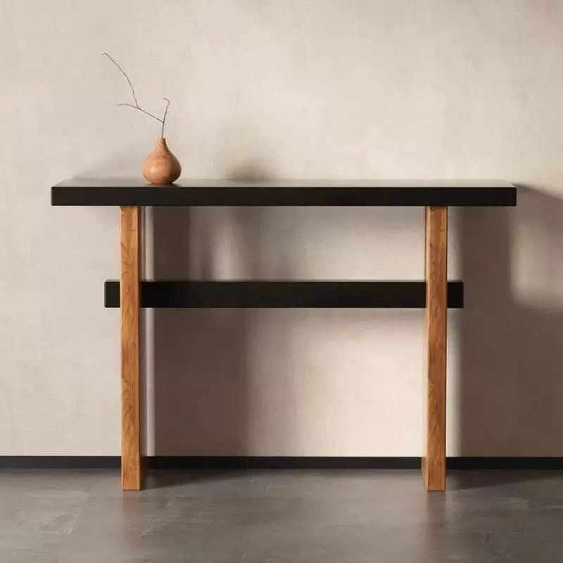 Traditional Vintage Square Pine Wood Solid Wood Console Table For Entryways