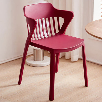Modern Minimalist Openwork Rectangular PVC Dining Chair Backrest Armless For Dining Room