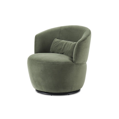 Modern Minimalist Round Cushion Sherpa Fabric Solid Wood Sponge Accent Chair Backrest Armrest For Living Room