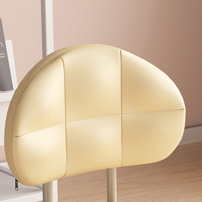 Modern Minimalist Round Artificial Leather Wood Iron Chair Backrest Armless For Living Room