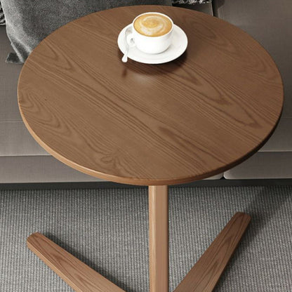 Traditional Vintage Round Rubberwood Solid Wood Side Table For Living Room
