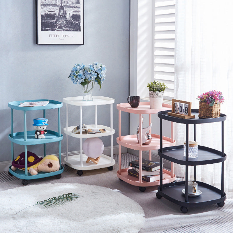 Modern Minimalist Rectangular PP Carbon Steel Side Table 2/3 Tier For Living Room