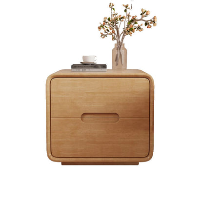 Modern Minimalist Rectangular Solid Wood Plywood Nightstand 2-Drawer For Bedroom
