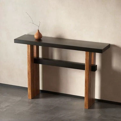 Traditional Vintage Square Pine Wood Solid Wood Console Table For Entryways