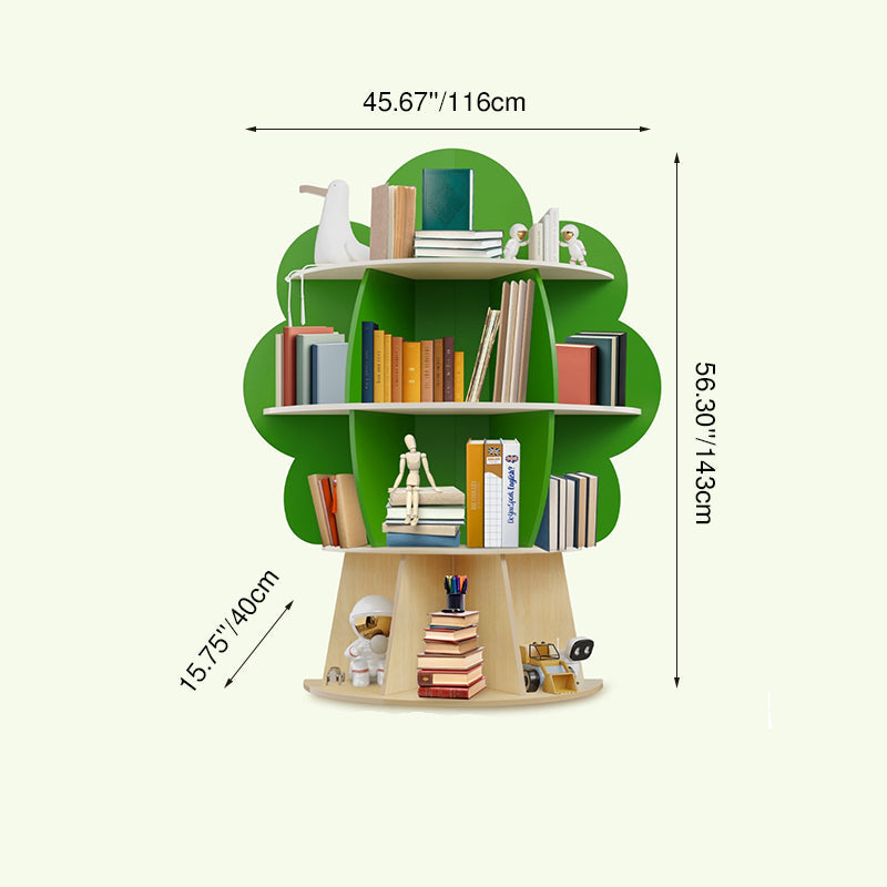Contemporary Creative Solid Wood Plywood Tree-Shaped Kids Storage Shelf 4-Tier 10-Cubby For Bedroom & Living Room