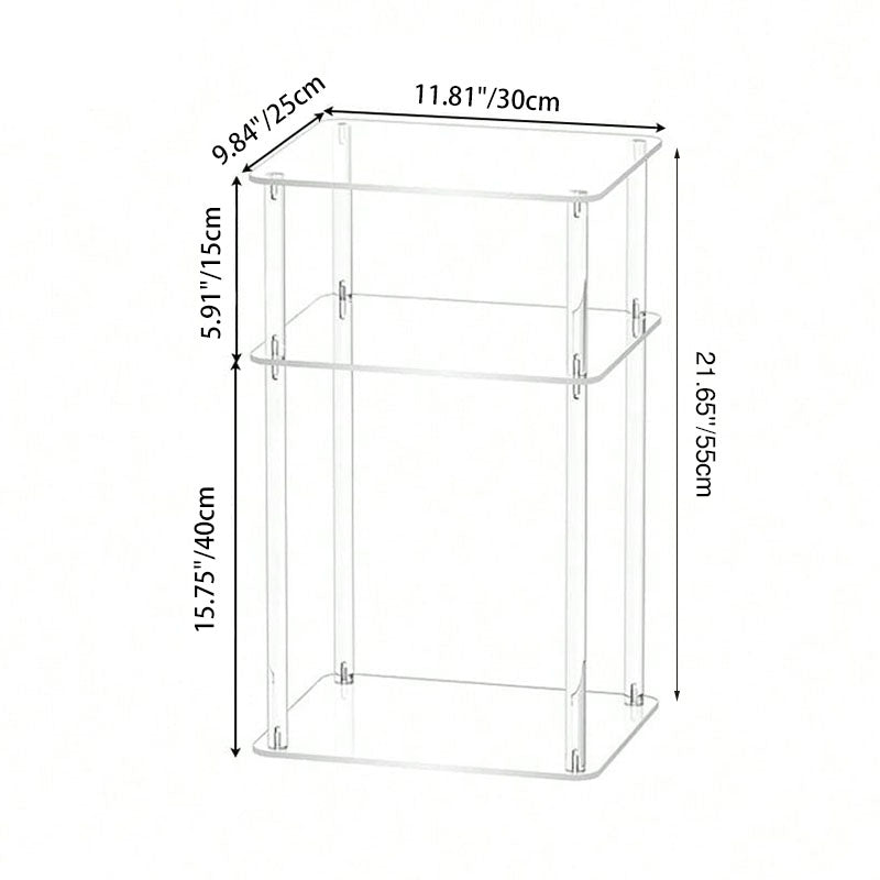 Modern Minimalist Clear Acrylic Side Table 3-Tier Storage For Living Room & Bathroom