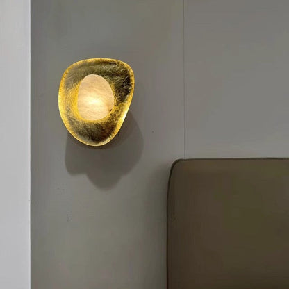 Traditional Vintage Round Copper Marble LED Wall Sconce Lamp for Bedroom