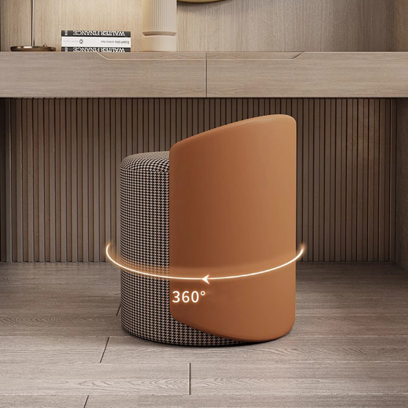 Modern Minimalist Cylindrical Fabric Tech Leather Iron Vanity Stool Backless Armless For Bedroom