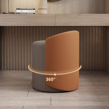Modern Minimalist Cylindrical Fabric Tech Leather Iron Vanity Stool Backless Armless For Bedroom