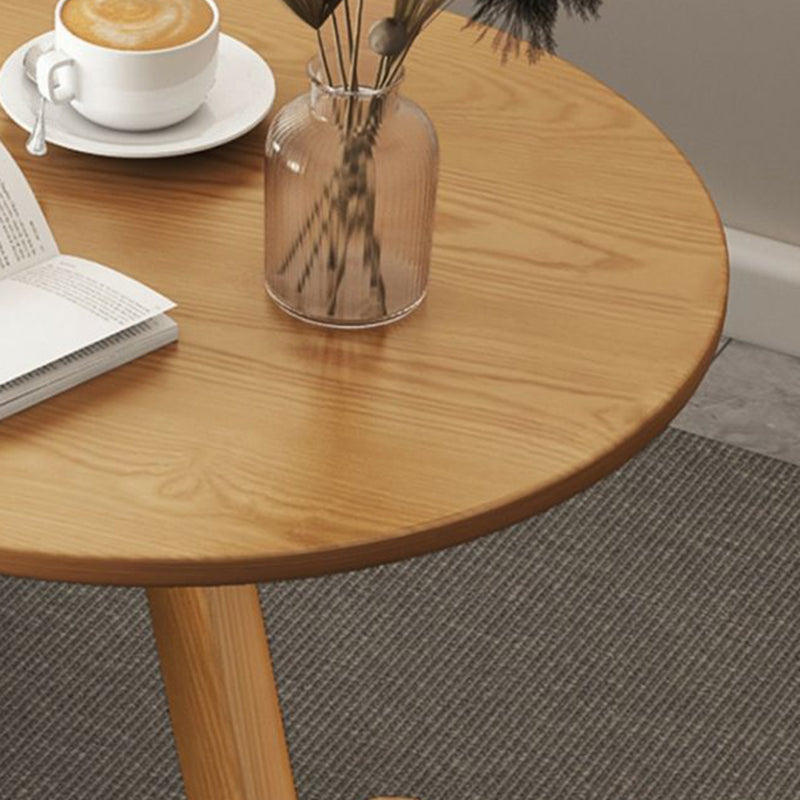 Traditional Vintage Round Rubberwood Solid Wood Side Table For Living Room