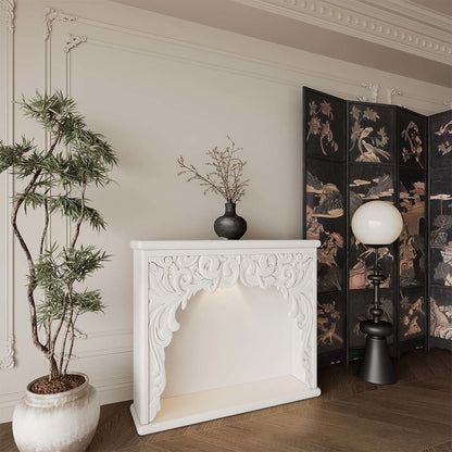 Traditional French Square Medium-Density Fiberboard Mantel Console Table For Living Room
