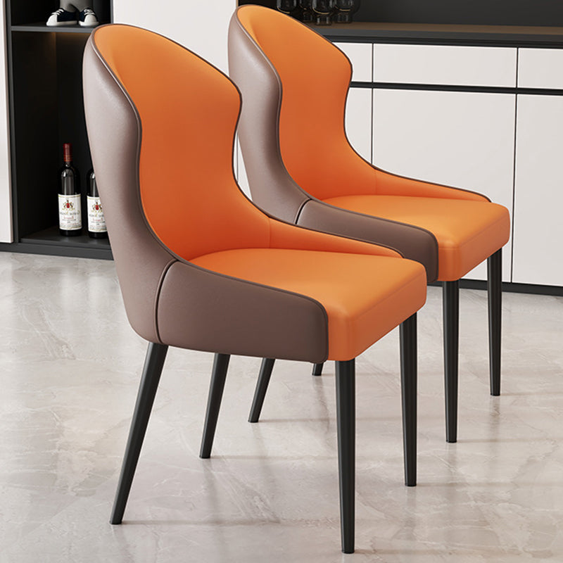 Modern Minimalist Curved Rectangular Cat Claw Leather Solid Wood Carbon Steel Dining Chair Backrest Armless For Dining Room