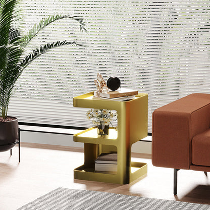 Contemporary Creative Rectangular Stainless Steel Side Table 3-Tier For Living Room