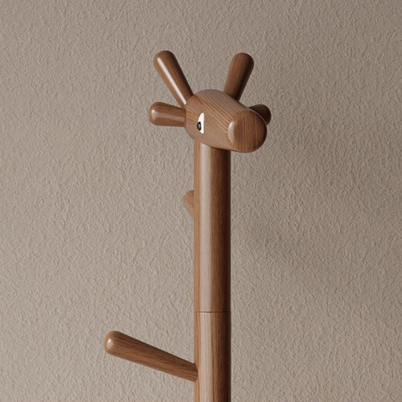 Modern Minimalist Giraffe-Shaped Solid Wood Teddy Plush Sponge Footstool For Entryway