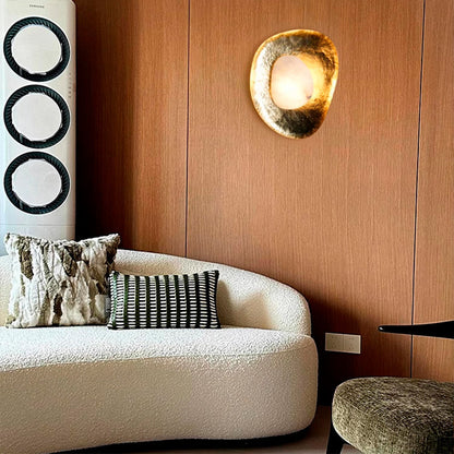 Traditional Vintage Round Copper Marble LED Wall Sconce Lamp for Bedroom