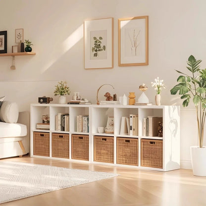 Contemporary Scandinavian Square Steel Modular Bookshelf 4/6-Cabinet For Living Room