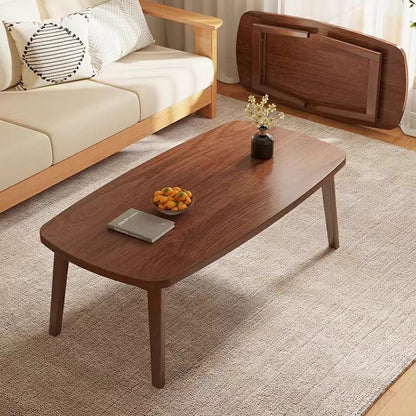 Modern Minimalist Rectangular Medium Density Fiberboard Solid Wood Coffee Table 1-Tier For Living Room