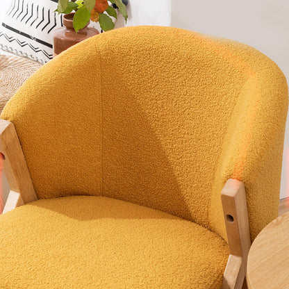 Contemporary Scandinavian Square Rubberwood Solid Wood Plywood High-Quality Synthetic Fabric Faux Wool Backrest Chair For Living Room